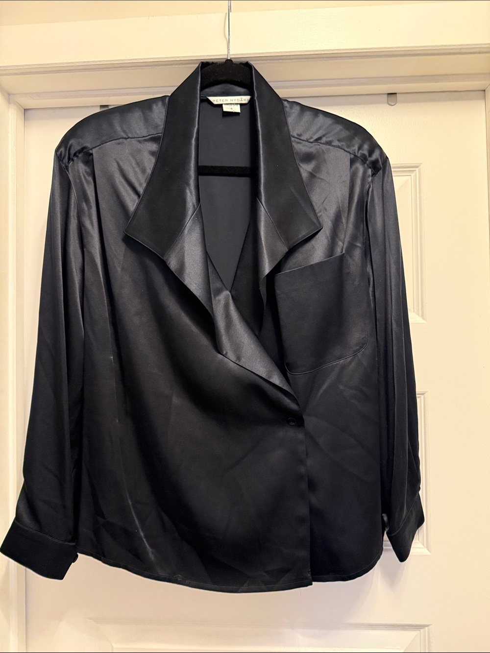 Peter Nygard Black Silk Button-Front Jacket